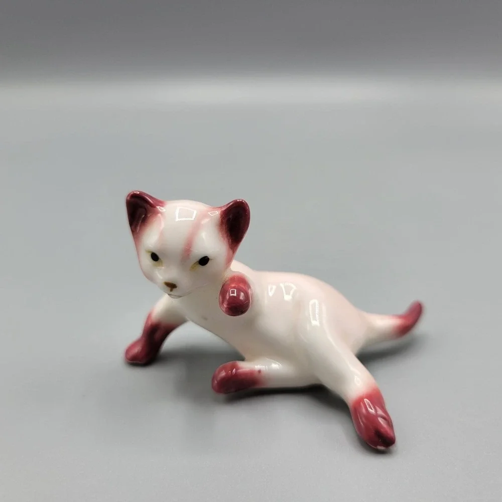 Vintage Porcelain Ceramic Cat Figurine Whimsical Home Shelf Decor